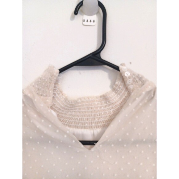Zara Blouse Womens S Ivory Sheer Longsleeve Mock Neck Peasant Boho Cottagecore - Picture 7 of 11